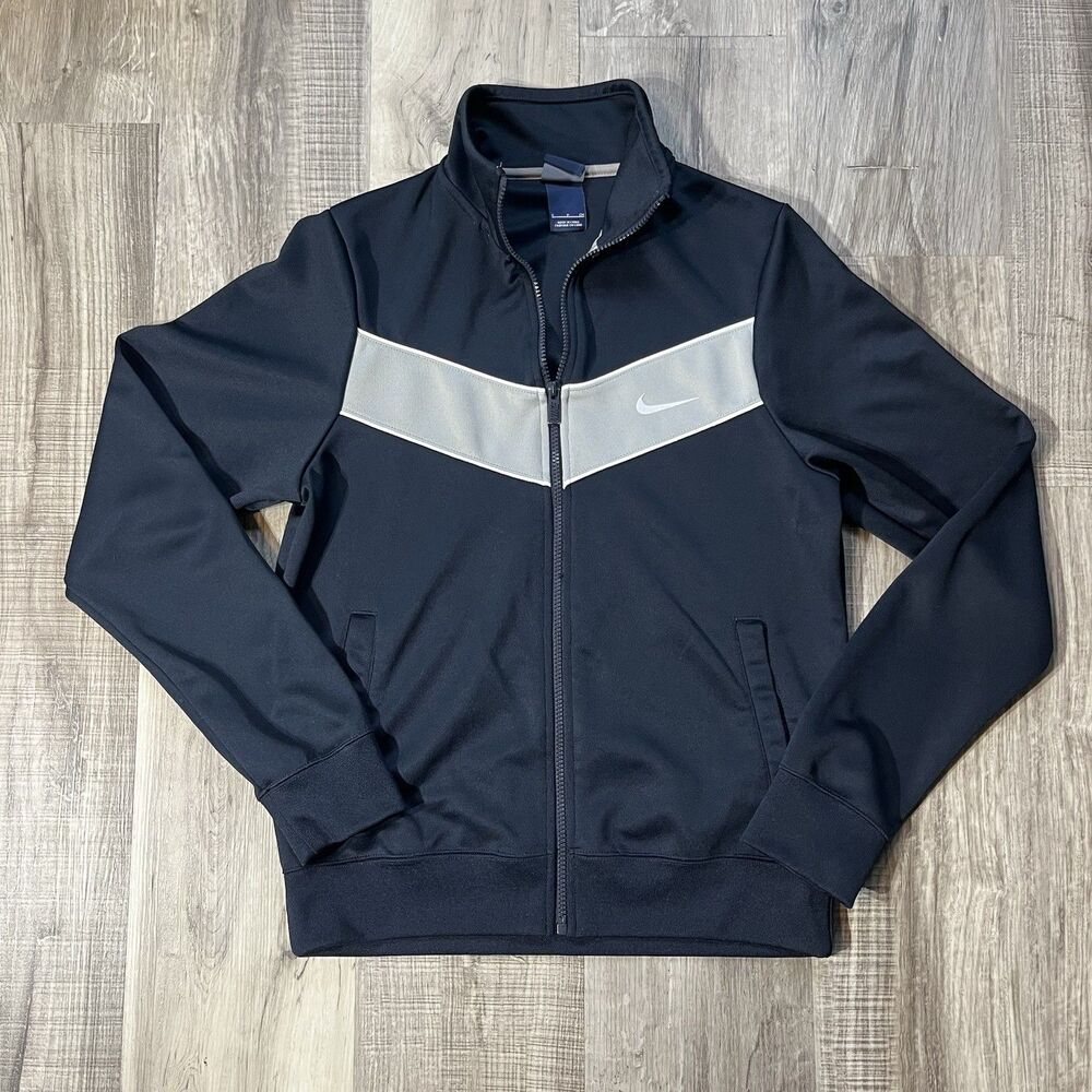 Nike Sportswear Track Jacket Mens Size Small Navy & Gray Full Zip Striker Soccer